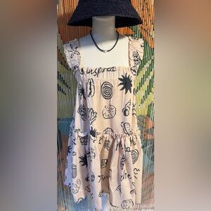 Umgee Beige Shell-Print Tiered Sundress